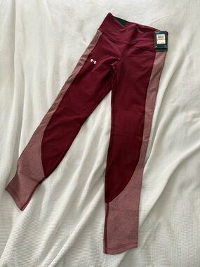 Under Armour Burgundy and Heathered Maroon Compression Leggings